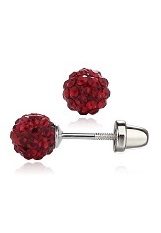 very cute silver pave ball January birthstone baby earrings